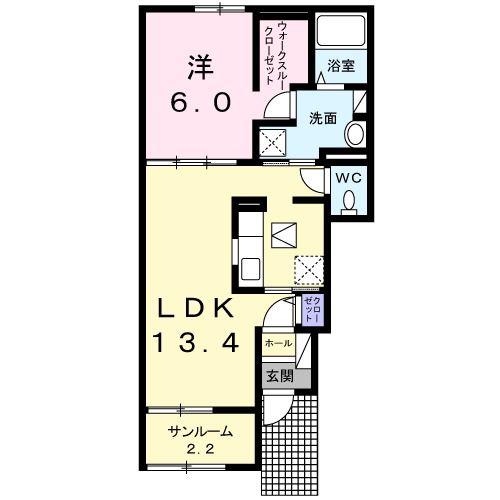 CREA(1LDK/1階)の間取り写真