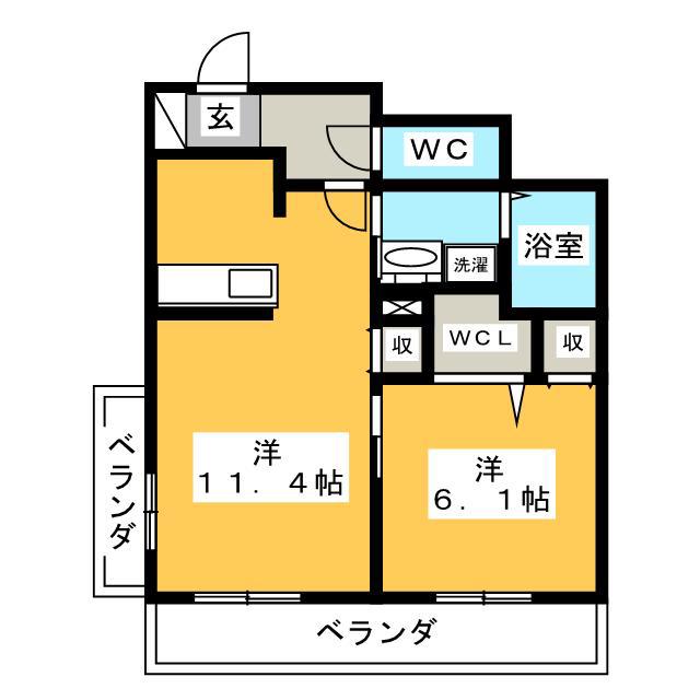 オレンジハウス(1LDK/4階)の間取り写真