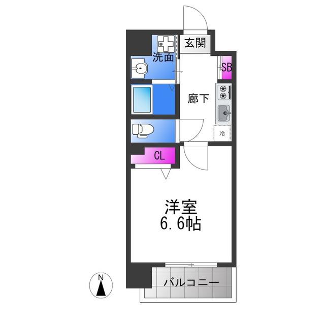 ワールドアイ大阪城イーストII(1K/9階)の間取り写真