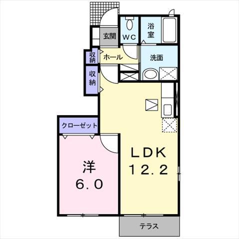 シェルクレールII(1LDK/1階)の間取り写真