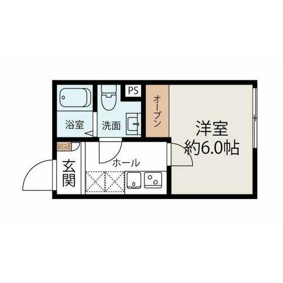 クォーク川崎(1K/2階)の間取り写真