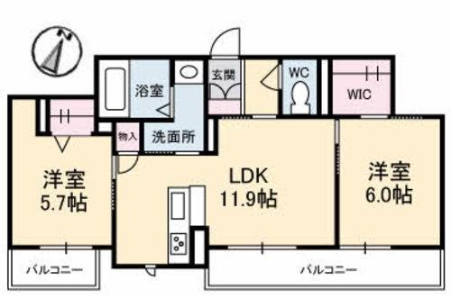 COTTA林町(2LDK/2階)の間取り写真