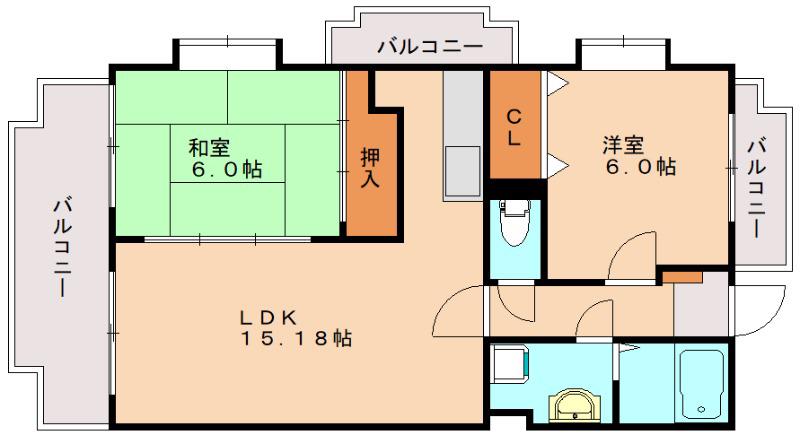 ヴィルヌーブ(2LDK/3階)の間取り写真