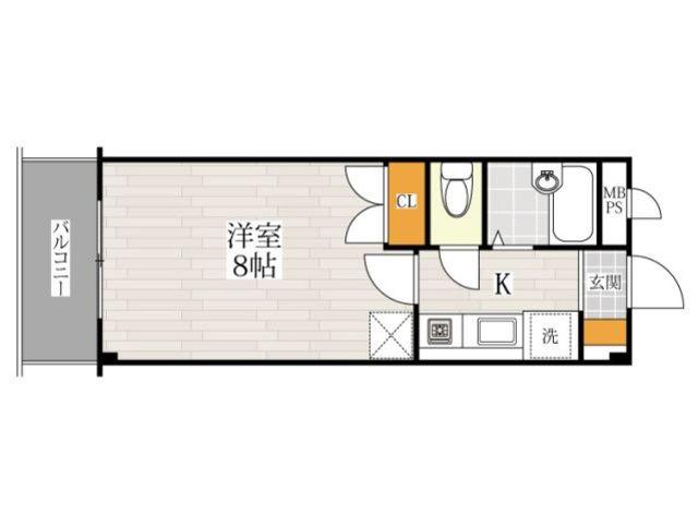 竹下駅前ENハイツ(1K/2階)の間取り写真