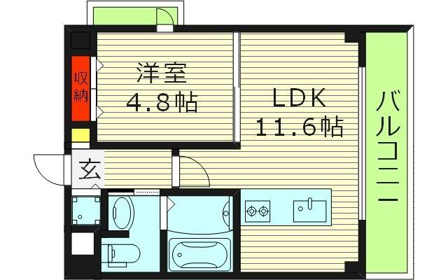 HGTコート都島(1LDK/2階)の間取り写真