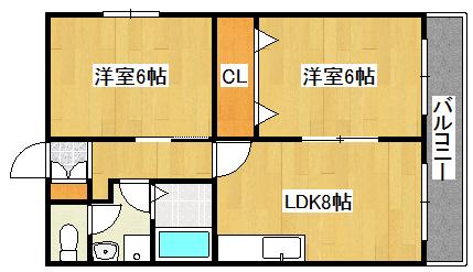 メゾン亀山(2LDK/3階)の間取り写真