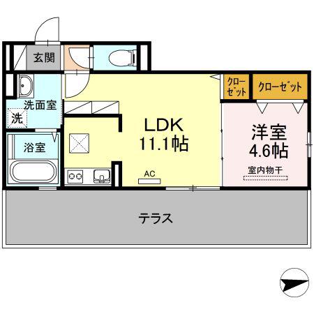 ネクサス黒髪桜坂(1LDK/1階)の間取り写真