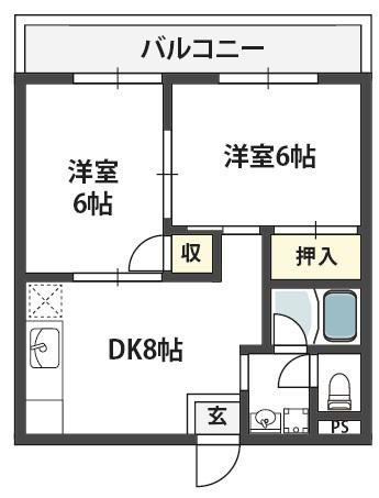 ハイツプライム(2DK/4階)の間取り写真