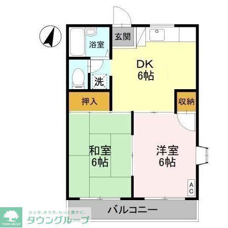 コーポサニーサイド(2DK/2階)の間取り写真