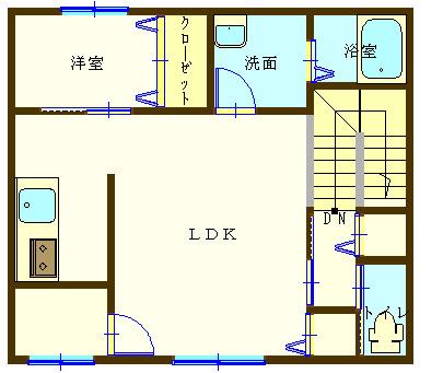 ペオーニア(1LDK/2階)の間取り写真