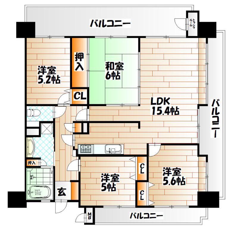 アメニティ一枝学園前(4LDK/7階)の間取り写真