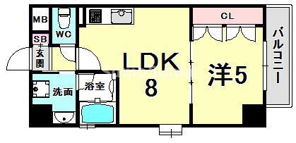 ラフィーノ山手(1LDK/4階)の間取り写真