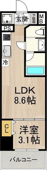 セノアタワー泉(1LDK/14階)の間取り写真