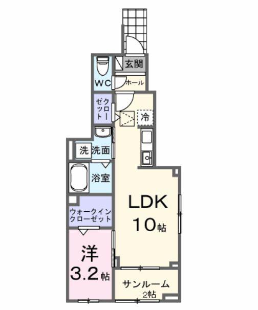 グランビアレジデンス(1LDK/1階)の間取り写真