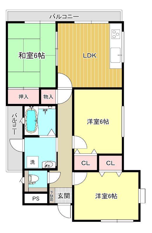 クレスト豊岡(3LDK/3階)の間取り写真
