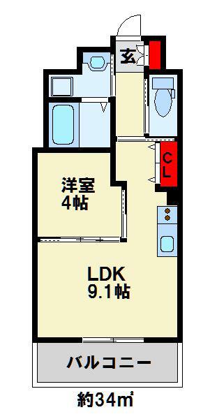プランタン 伊崎(1LDK/3階)の間取り写真