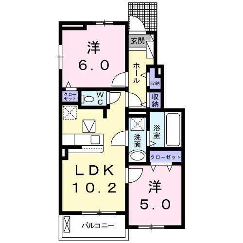 PURE LIFE(2LDK/1階)の間取り写真
