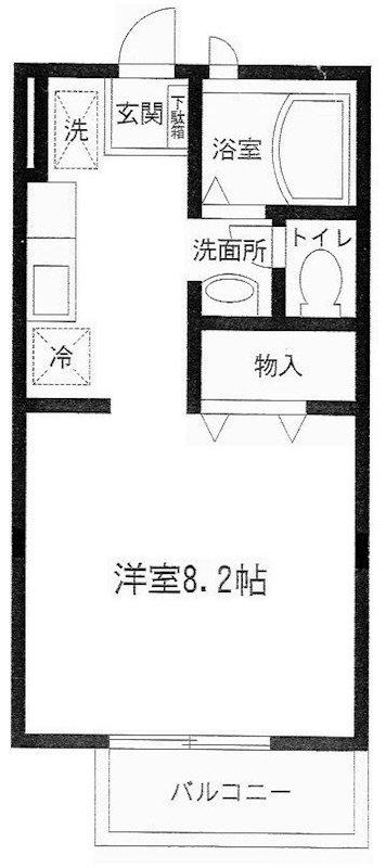 サンライズコートII(1K/1階)の間取り写真