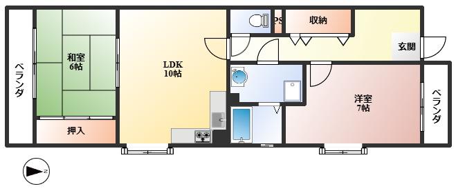 キャロル柴原(2LDK/2階)の間取り写真