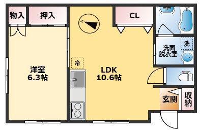 グレブナハウス(1LDK/1階)の間取り写真