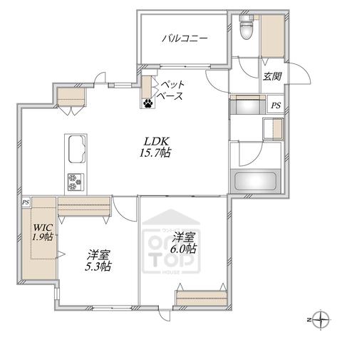 HEBEL MAISON大手町(2LDK/3階)の間取り写真