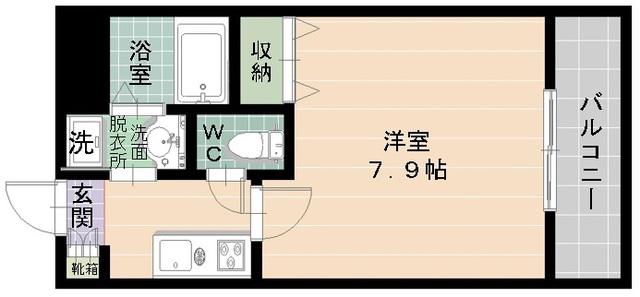 WILLDO呉服町(1K/7階)の間取り写真
