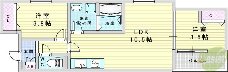 D PORTAL HARVEST(2LDK/1階)の間取り写真