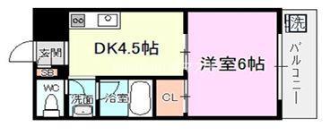 DO九条1(1DK/13階)の間取り写真