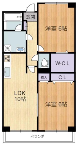 ロイヤルアスコット(2LDK/1階)の間取り写真