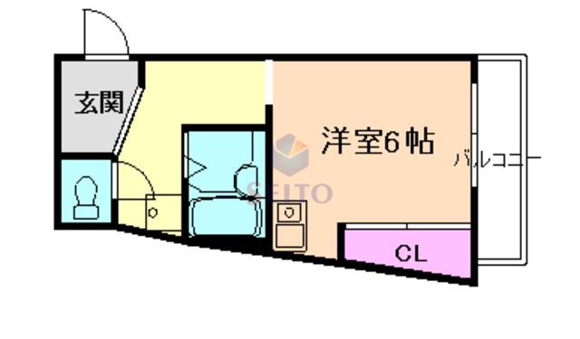 ウエストリバー(1K/3階)の間取り写真