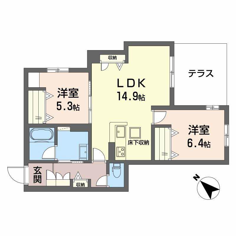 シャーメゾン グラニテ(2LDK/1階)の間取り写真