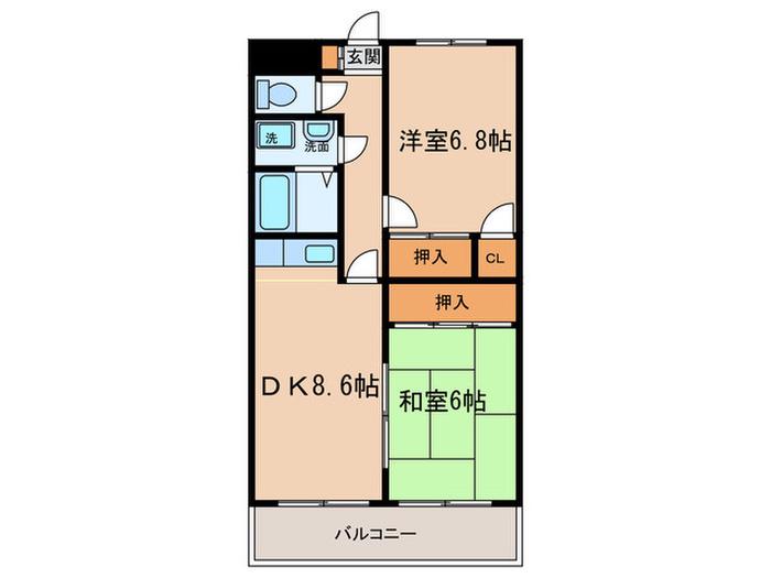マンション豊(2DK/5階)の間取り写真