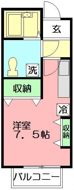 ロワール湘南(1K/2階)の間取り写真
