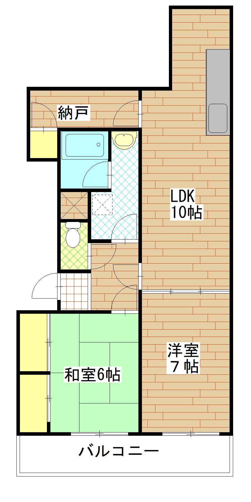 新寺小路マンションファラオ(2SLDK/6階)の間取り写真
