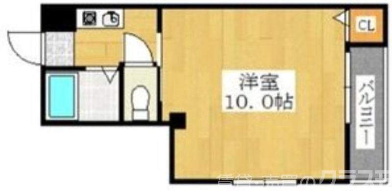 ミドウスジ堺II(1K/1階)の間取り写真