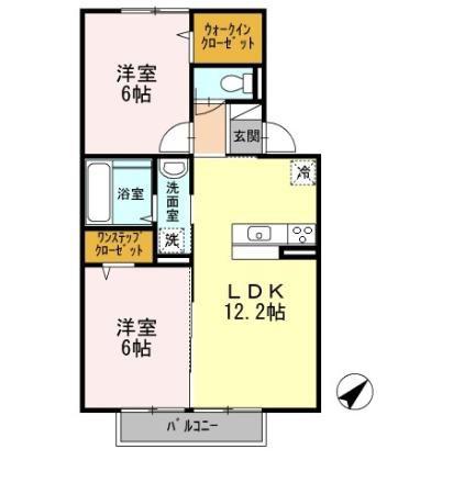 ミモザ・コート(2LDK/2階)の間取り写真