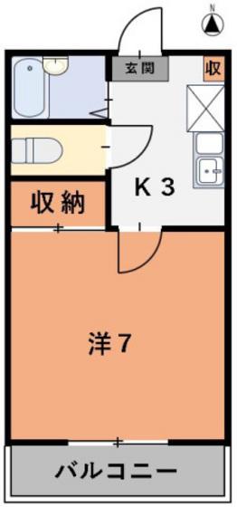 カランドリエ松島(1K/2階)の間取り写真