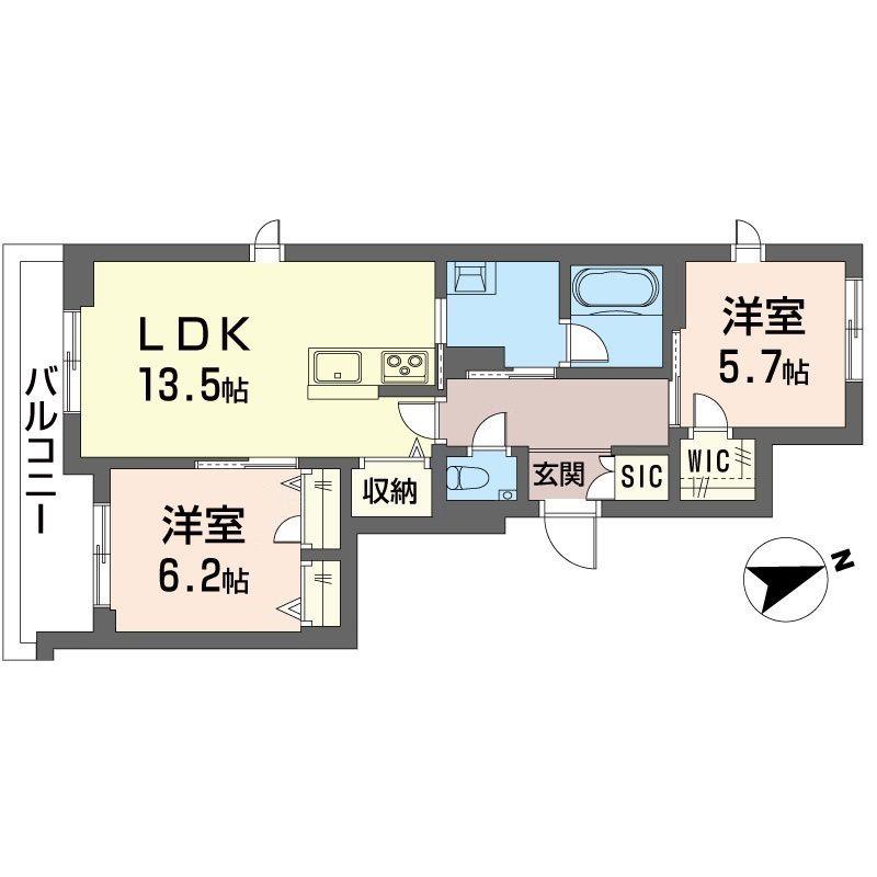 カローレ デル ソーレ(2LDK/3階)の間取り写真