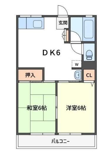 シティハイムジュネス(2DK/2階)の間取り写真