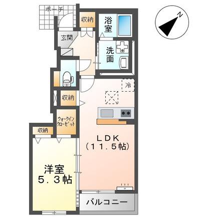 グランデ ヴィラージュ(1LDK/1階)の間取り写真