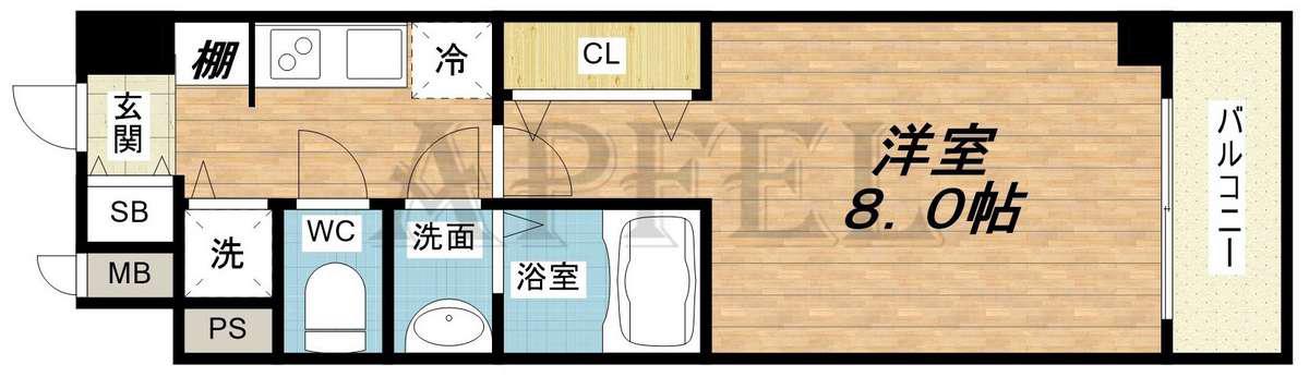 エスリード谷町四丁目(1K/12階)の間取り写真