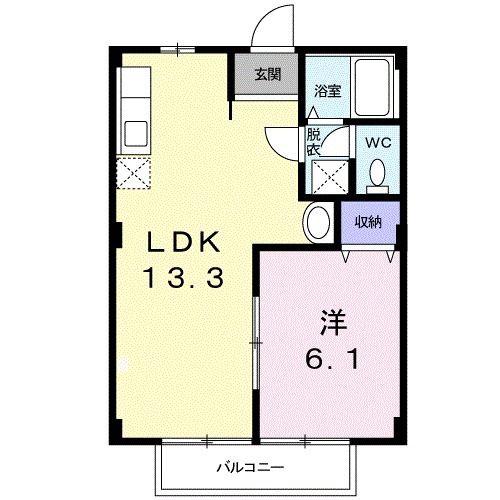 ペイサージュ(1LDK/2階)の間取り写真