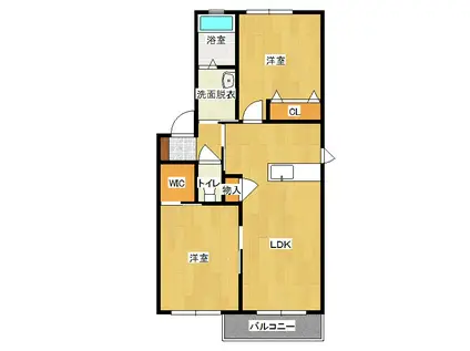 ヴェルドミールK  B棟(2LDK/2階)の間取り写真