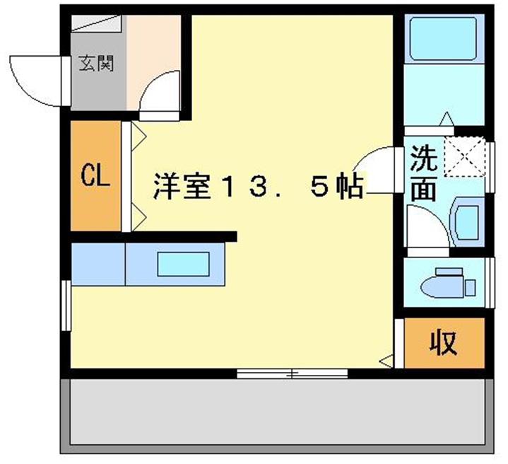 熊本県菊池市 2階建 築22年(ワンルーム/2階)の間取り写真
