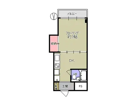 クローバーハイツ(1DK/2階)の間取り写真