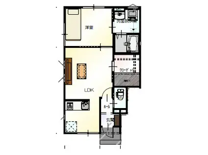 リヴィエールS(1LDK/1階)の間取り写真