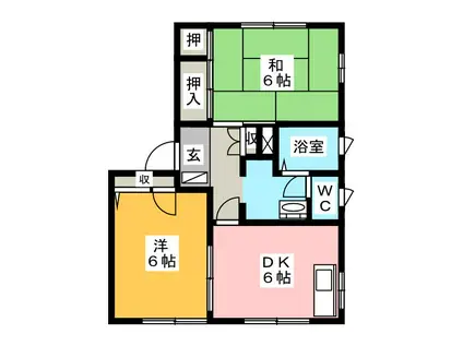 グランシャリオ玉木平B(2DK/1階)の間取り写真