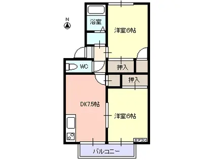 コスモスFIFTY(2DK/2階)の間取り写真