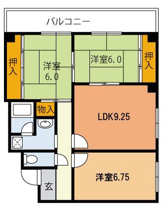 伊丹マンション(3LDK/2階)の間取り写真