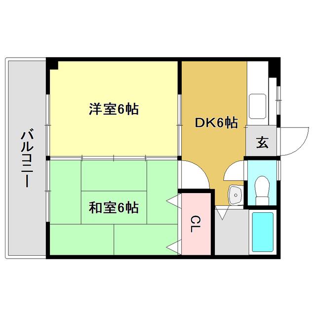 レジデンスマルミツ(2DK/3階)の間取り写真